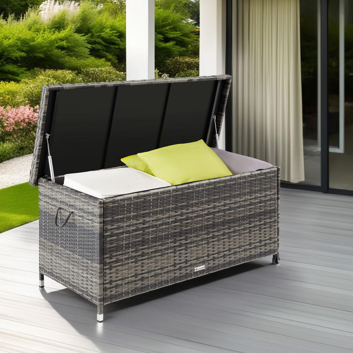 AUFLAGENBOX Kiruna,121 x 56 x 60 cm,grau - Grau, Kunststoff (56/60/121cm) - tectake