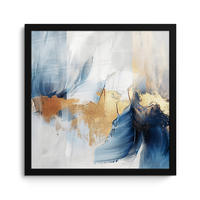 POSTER MIT RAHMEN Gold - Blau - Aquarell - Kunst - Modern 40x40 cm - Hellblau, Papier (40/40cm) - MuchoWow