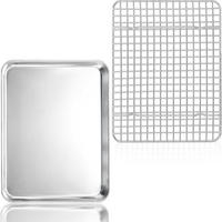 BACKBLECH mit Abkühlgitter Set 26,3 x 20,5 cm Edelstahl - Silberfarben, Metall (20.5/20.5/26.3cm)