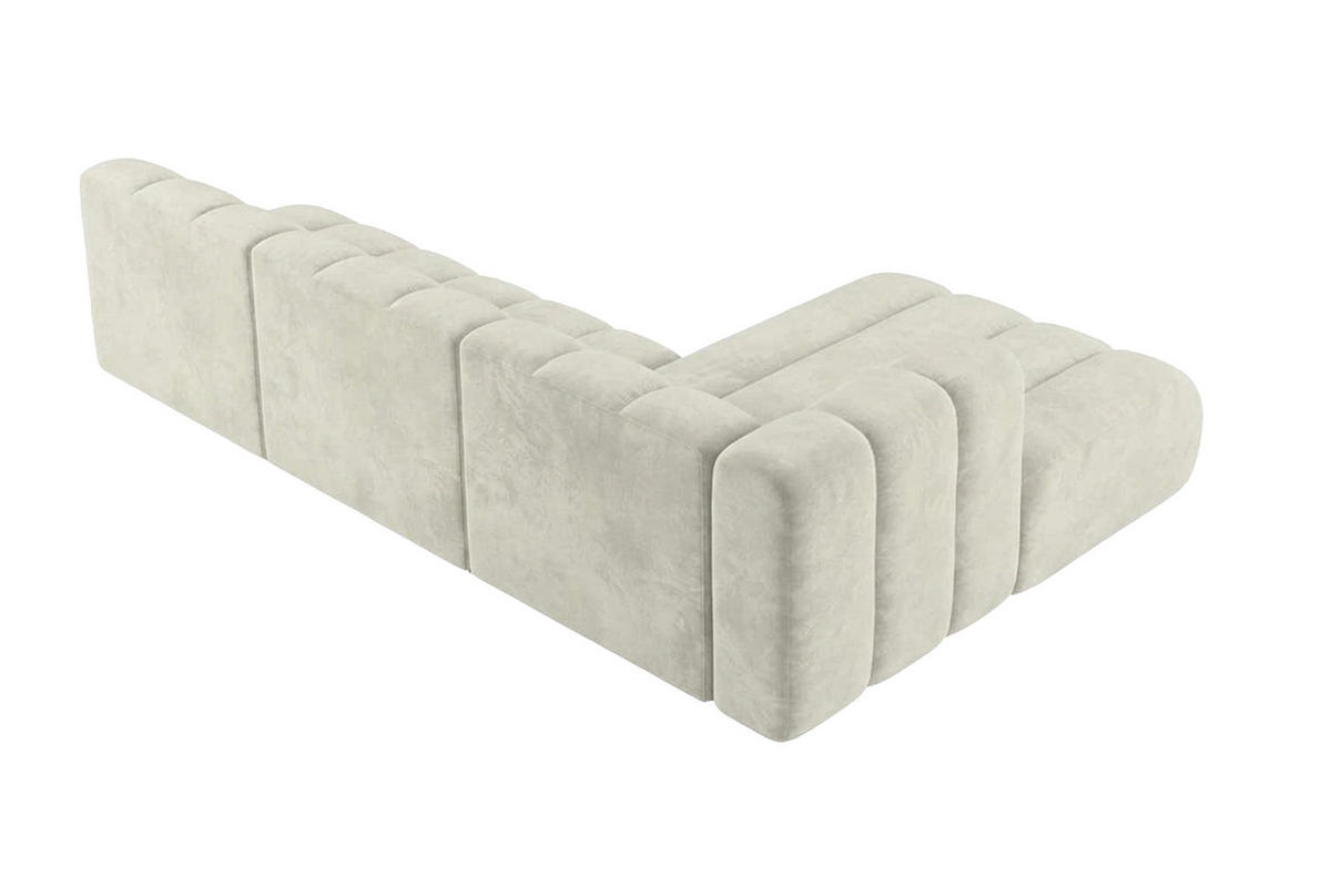 ECKSOFA Modulares In L-Form, Velvet-Stoff Riviera, Ecru, Rechts, GRAND 295 cm - Creme, Holz (295/179cm) - Kaiser Möbel