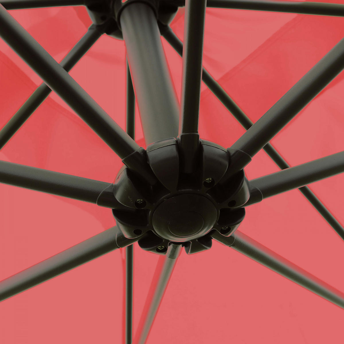 SONNENSCHIRM doppelter 3x3m mit 4 Gewichtsplatten, Rot - Rot, Metall (300/300cm) - Oviala
