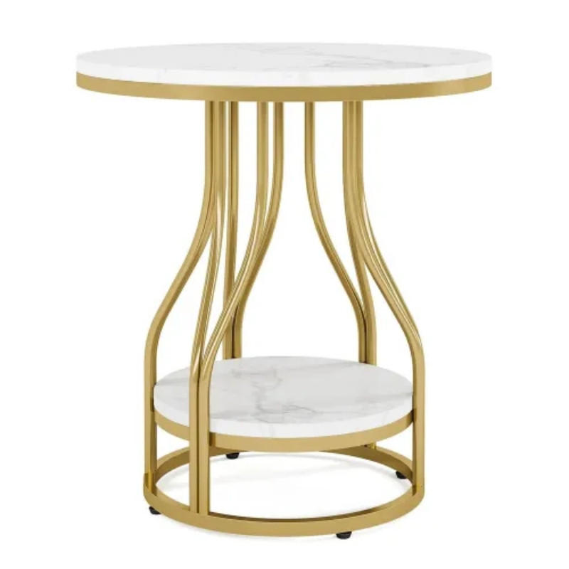 BEISTELLTISCH Gold/Weiß 50/50/60 cm - Goldfarben, Stein (50/50/60cm) - PANGIVO