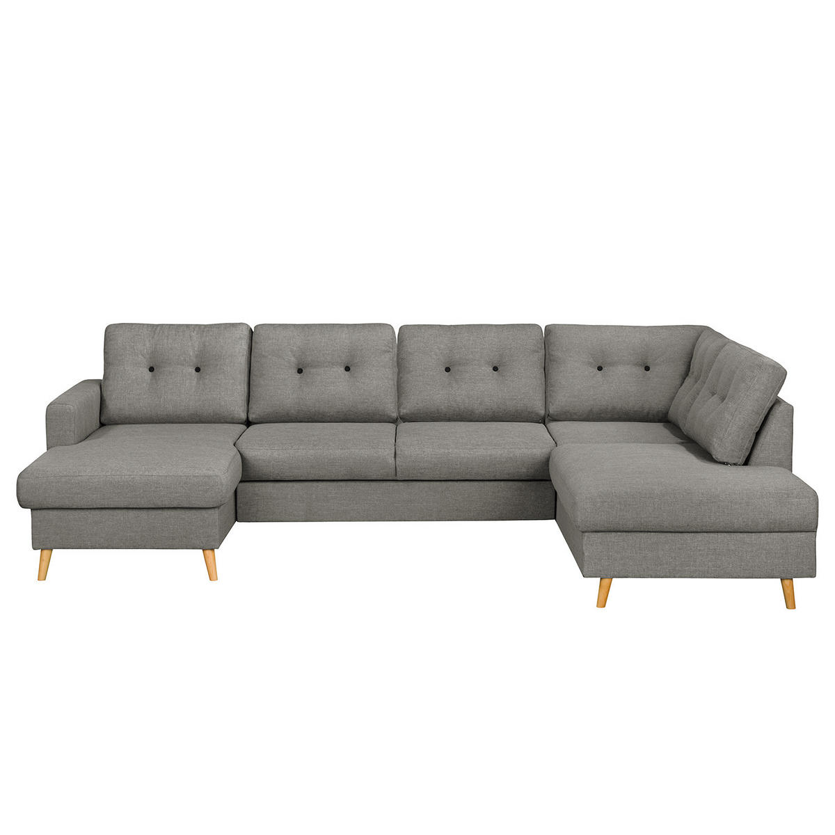 WOHNLANDSCHAFT mit Longchair - Grau, Textil (290/90/200cm) - home24