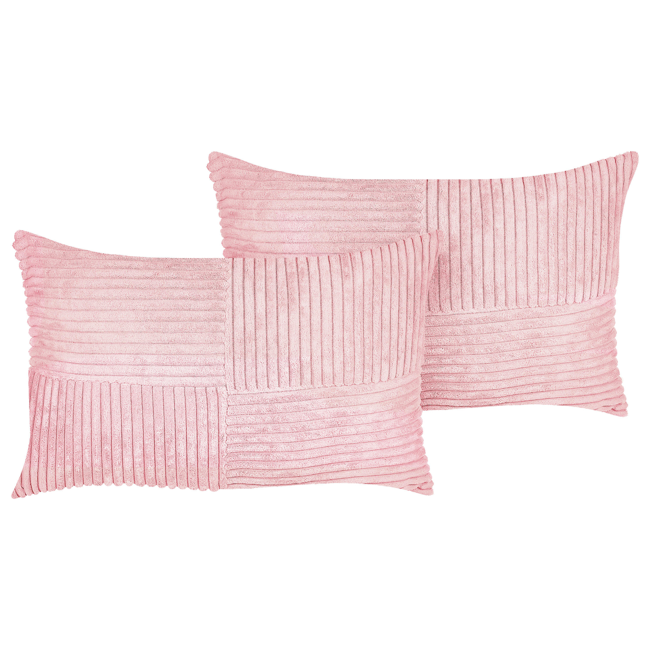 DEKOKISSEN CORD 2er-Set Rosa 43/43 cm Millet - Pink, Textil (43/43cm) - Beliani