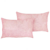 DEKOKISSEN CORD 2er-Set Rosa 43/43 cm Millet - Pink, Textil (43/43cm) - Beliani