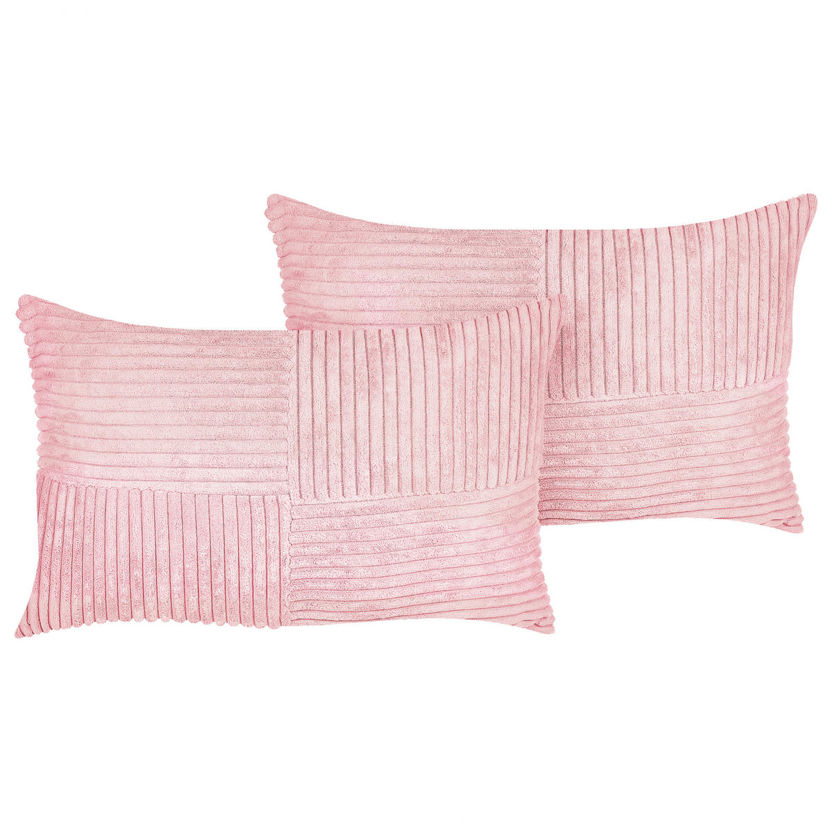 DEKOKISSEN CORD 2er-Set Rosa 43/43 cm Millet - Pink, Textil (43/43cm) - Beliani