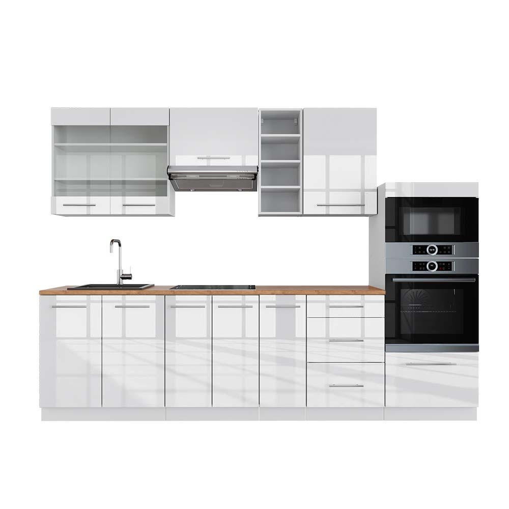 KUHINJSKI BLOK Fame-Line Bijela Sjajna / Bijela 280 cm , RP Hrast - bijela/bijela visoki sjaj, drvni materijal (280/153.6/60cm) - Vicco