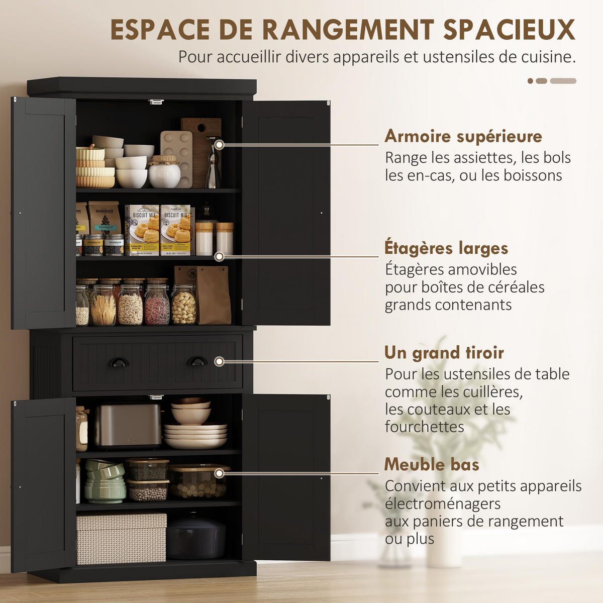 HIGHBOARD DE-11318 4 Türen Schwarz - Schwarz, Holzwerkstoff (40.2/183/76.2cm) - ComfortXL