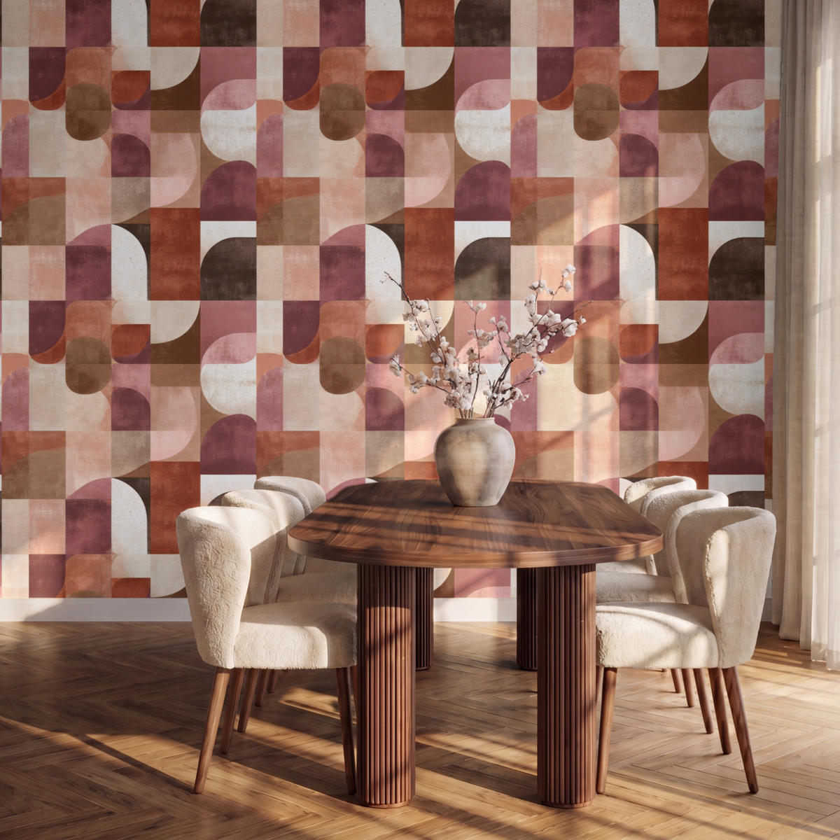 TAPETE - Geometrie - Modern - Retro - 350x260 cm - Multicolor, Papier (350/260cm) - OnlyWow