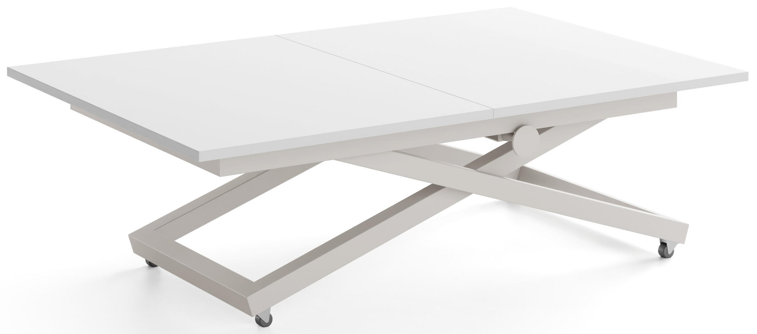 COUCHTISCH Axen höhenverstellbar ausziehbar, Weiß 120-160/80/38-75 cm - Kaschmir/Weiß, Holzwerkstoff/Metall (80/160/75cm) - WFL GROUP