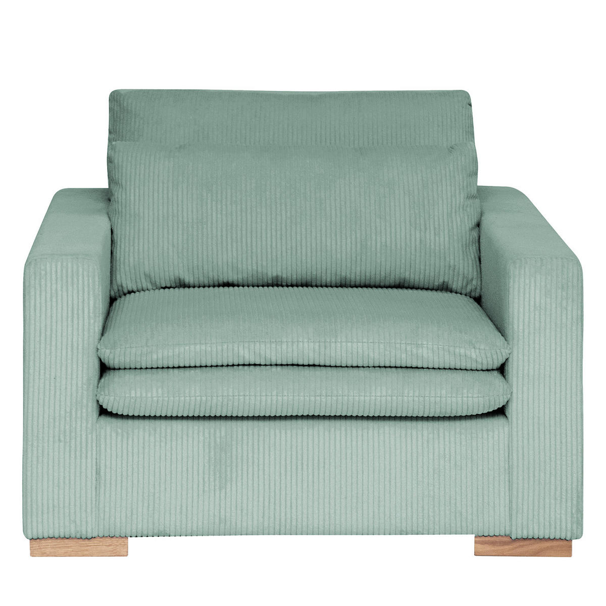 SESSEL - Blau/Eichefarben, Eichenholz/Textil (110/82/104cm) - home24