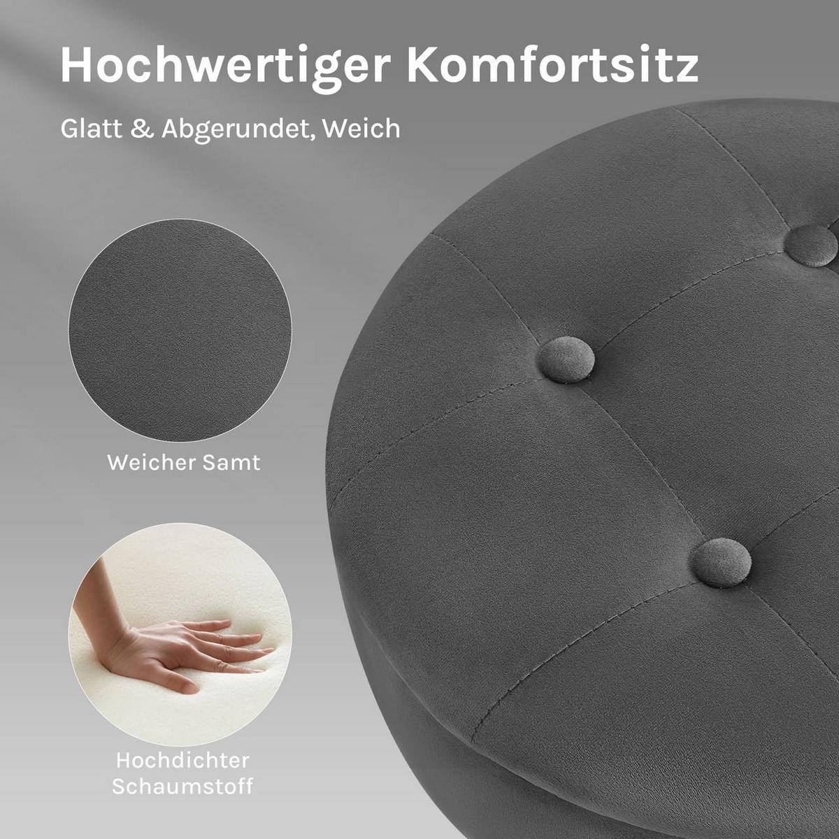 BARHOCKER 4er Set, drehbar, Samt, Dunkelgrau - Dunkelgrau/Schwarz, Textil/Metall (39/60.5/39cm) - Woltu
