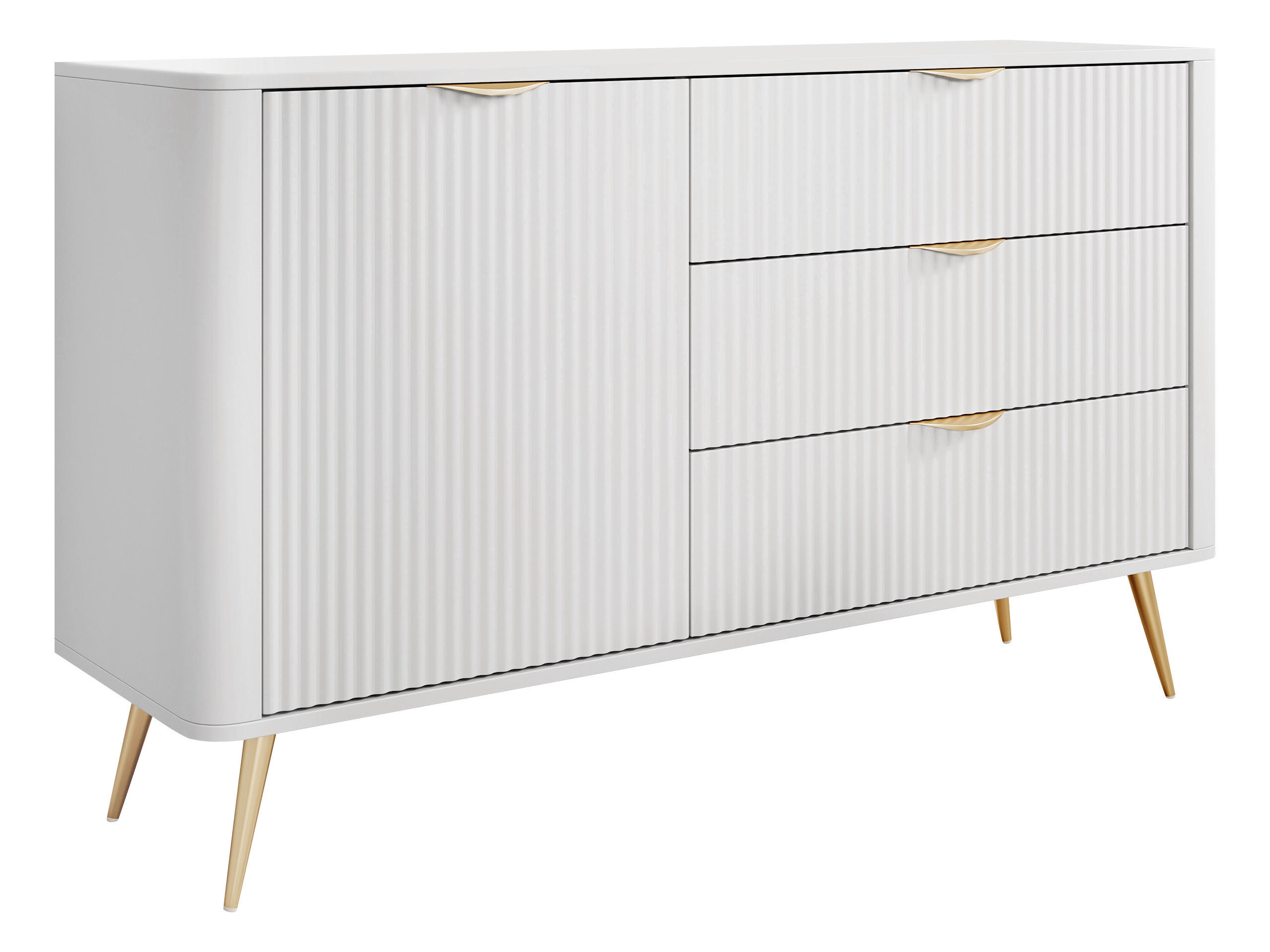 SIDEBOARD Lante 1D3S - Goldfarben/Weiß, Holzwerkstoff/Metall (139/82/38cm) - MIRJAN24