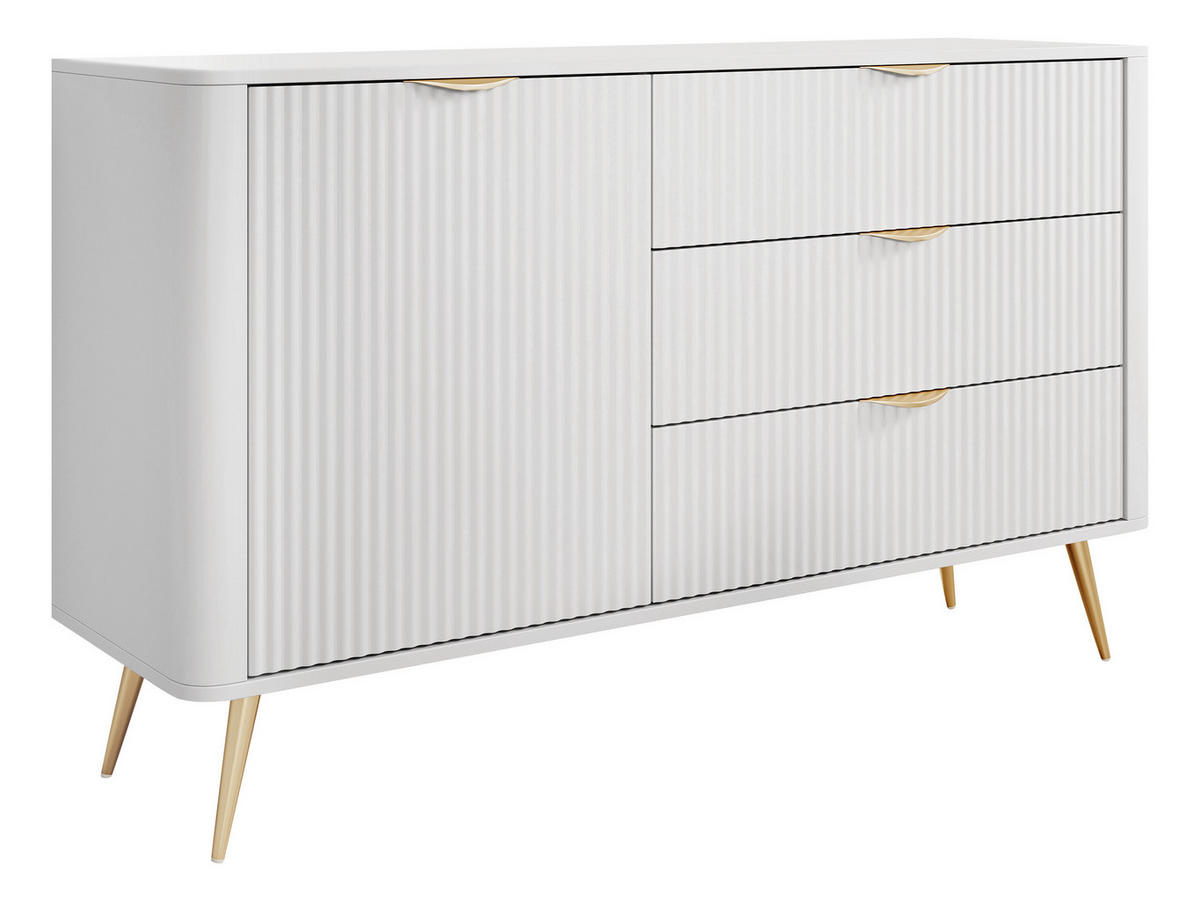 SIDEBOARD Lante 1D3S - Goldfarben/Weiß, Holzwerkstoff/Metall (139/82/38cm) - MIRJAN24