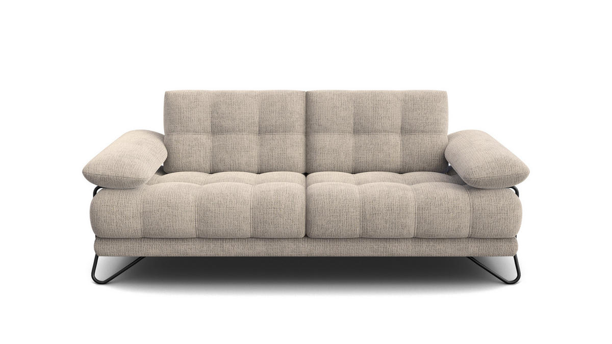 SOFA BUBBARA 2,5-Sitzer, beige - Beige/Schwarz, Holz/Textil (215/87/96cm) - Courtois Laville