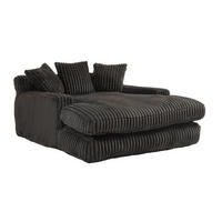 SOFA Chaiselongue 125 x 155 cm Cord Black inkl. 3 Kissen - Schwarz, Textil (155/63/125cm) - Meubliv