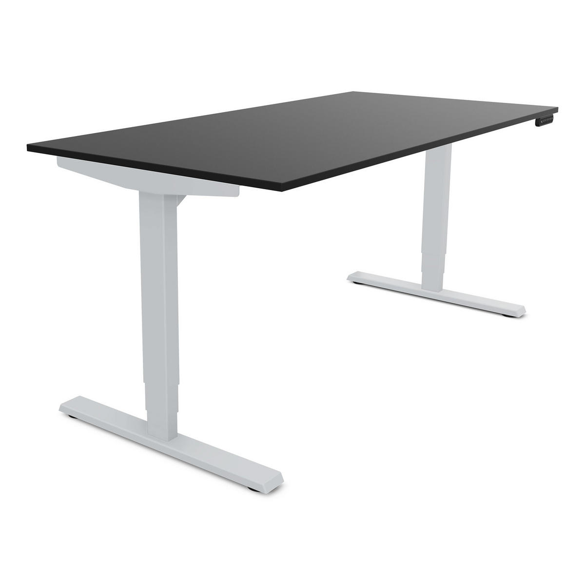 SCHREIBTISCH Elektrisch höhenverstellbarer Schreibtisch Y-Line Schwarz Weißaluminium 160/70/62-127cm - Weiß Hochglanz/Silberfarben, Holzwerkstoff/Metall (70/160/127cm) - ASSMANN