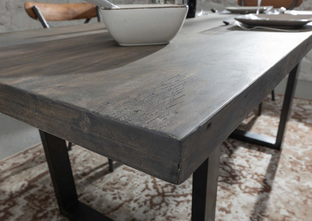 ESSTISCH Mango 180x90x76 grau lackiert RAILWAY #207 - Grau, Holz (90/180/76cm) - Massivmoebel24