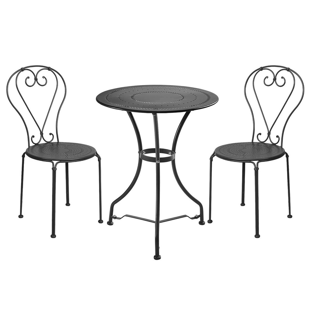 GARTENMÖBEL-SET (3-teilig) Century - Schwarz, Metall - BUTLERS