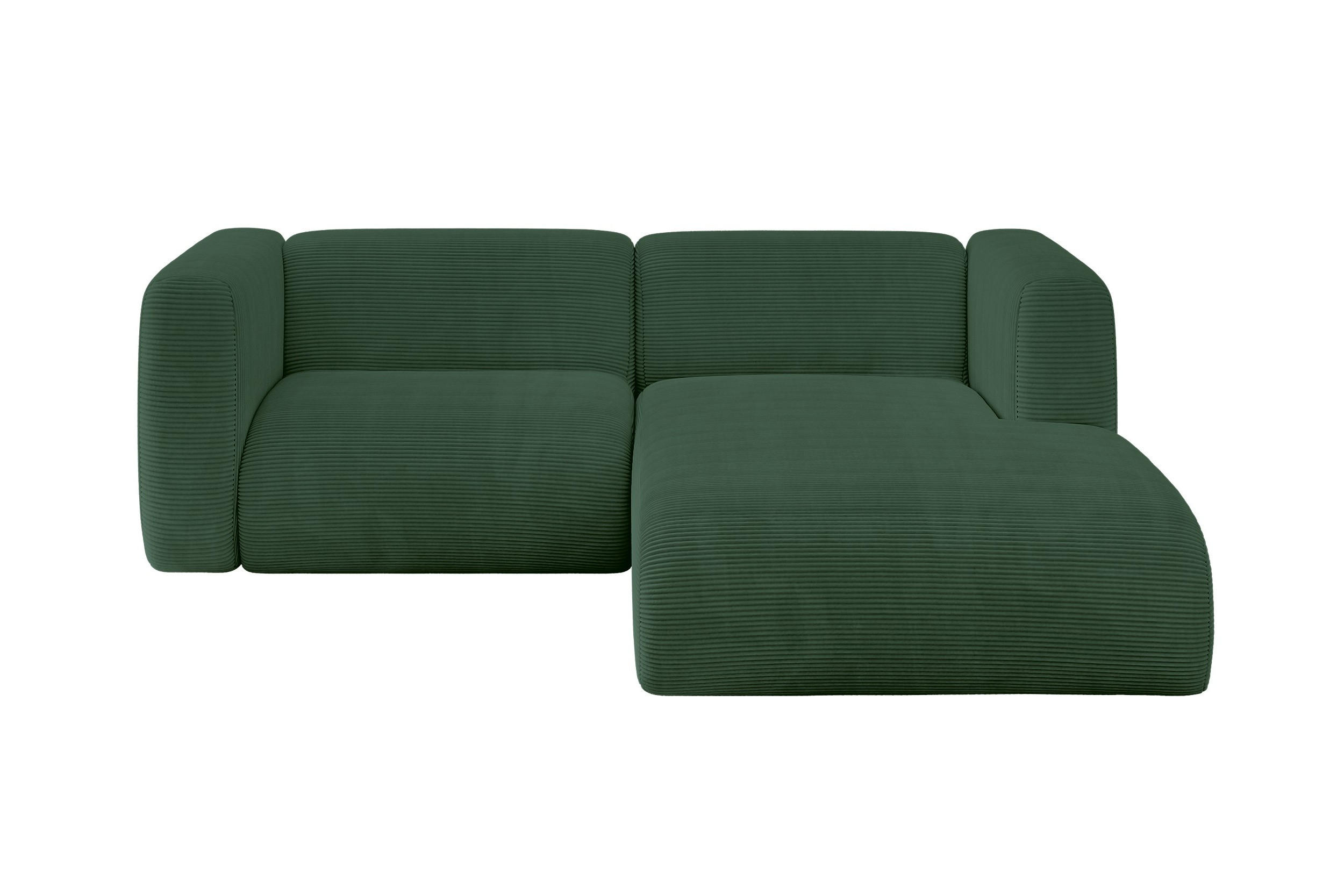 ECKSOFA Ottomane Rechts MIRA-L1 227x179x89 Grün Cord - Salbeigrün/Schwarz, Holzwerkstoff/Kunststoff (227/179cm) - ALTDECOR
