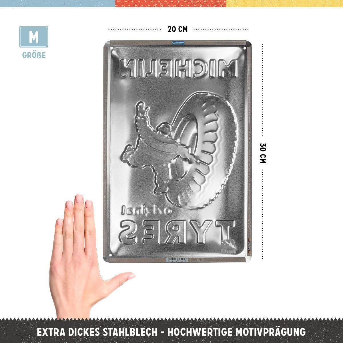 BLECHSCHILD 20/30 cm Michelin Original Tyres - Multicolor, Metall (20/30/0.2cm) - Nostalgic-Art