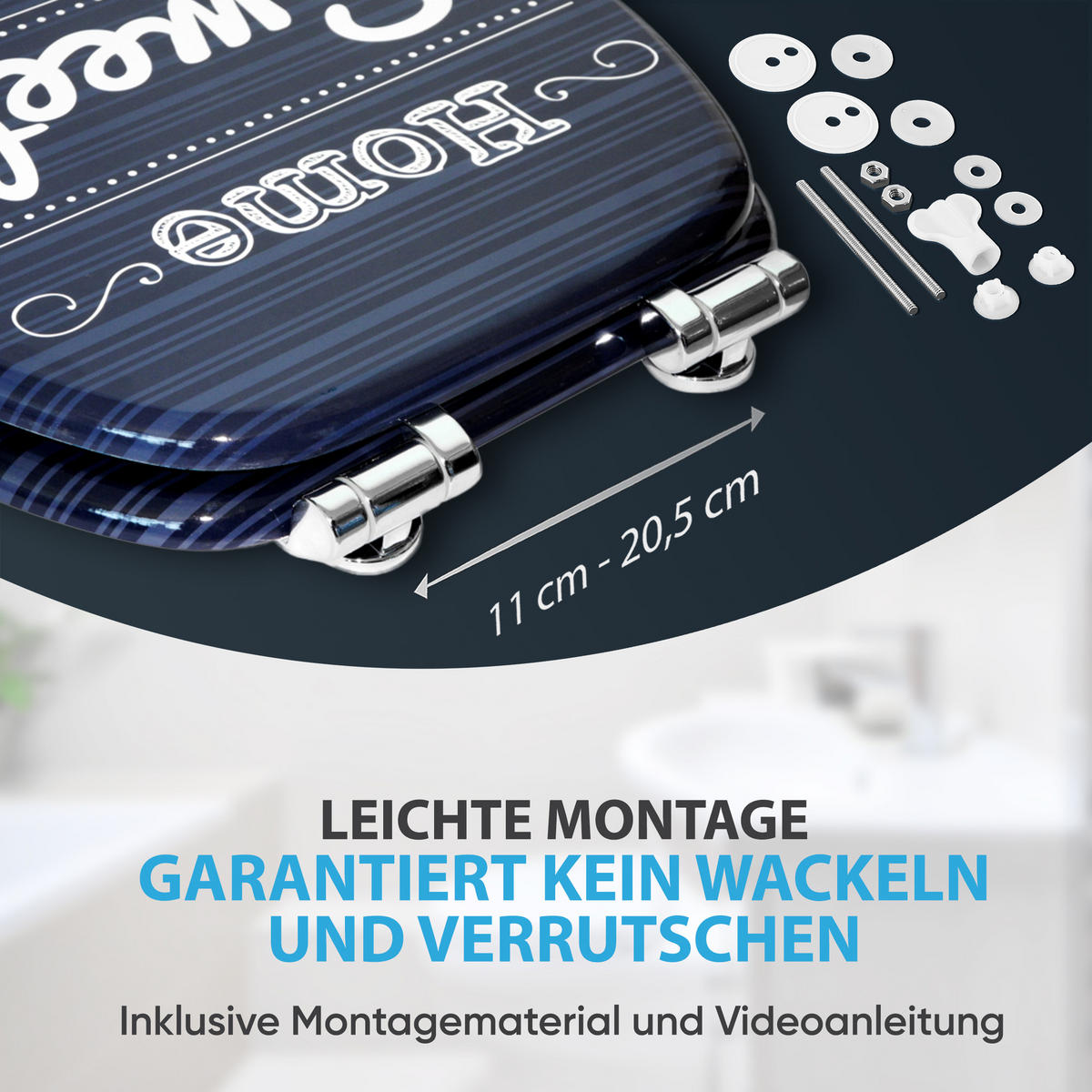 WC-SITZ Absenkautomatik Home Sweet Home - Blau, Holzwerkstoff (38/6/47cm) - Sanilo