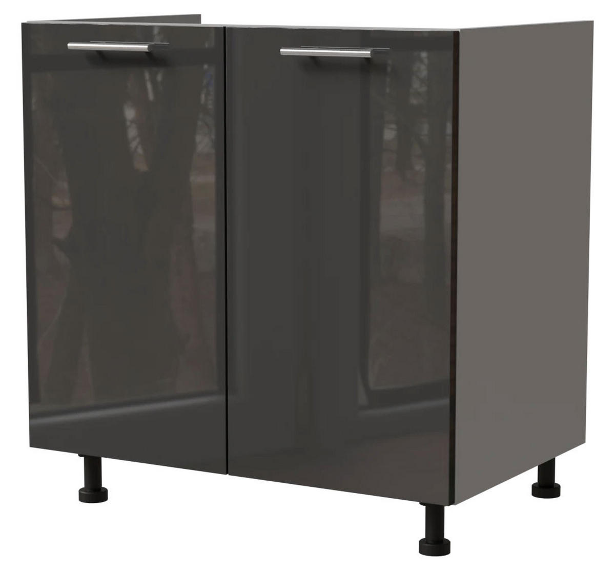 SPÜLENUNTERSCHRANK Essen D8Z/80 Graphit Hochglanz / Grau Matt 80 / 50 / 82cm - Graphitfarben/Grau, Holz/Holzwerkstoff (80/82/50cm) - Feldmann-Wohnen