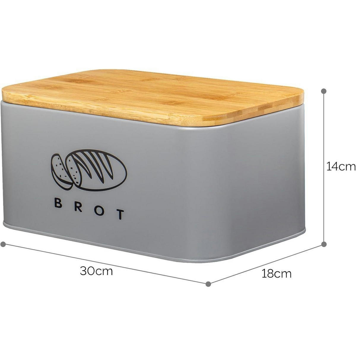 BROTKASTEN Grau 30 cm - Multicolor, Metall (18/14/30cm)