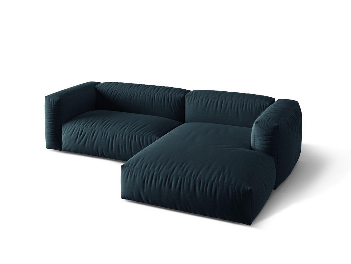 ECKSOFA modular rechts Martina aus strukturiertem Stoff jeansblau 2 Sitzplätze - Blau, Textil (176/283cm) - Micadoni