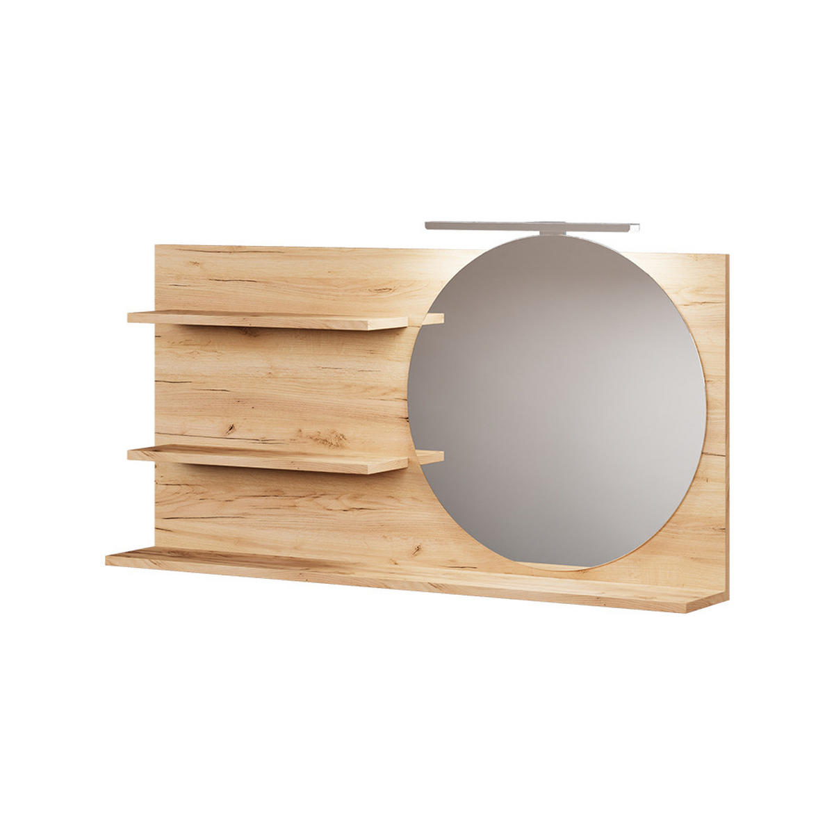 BADSPIEGELSCHRANK Avena Eiche 100 x 50 cm mit 3 offenen Fächern - Eichefarben, Holzwerkstoff (100/50/13.5cm) - Vicco