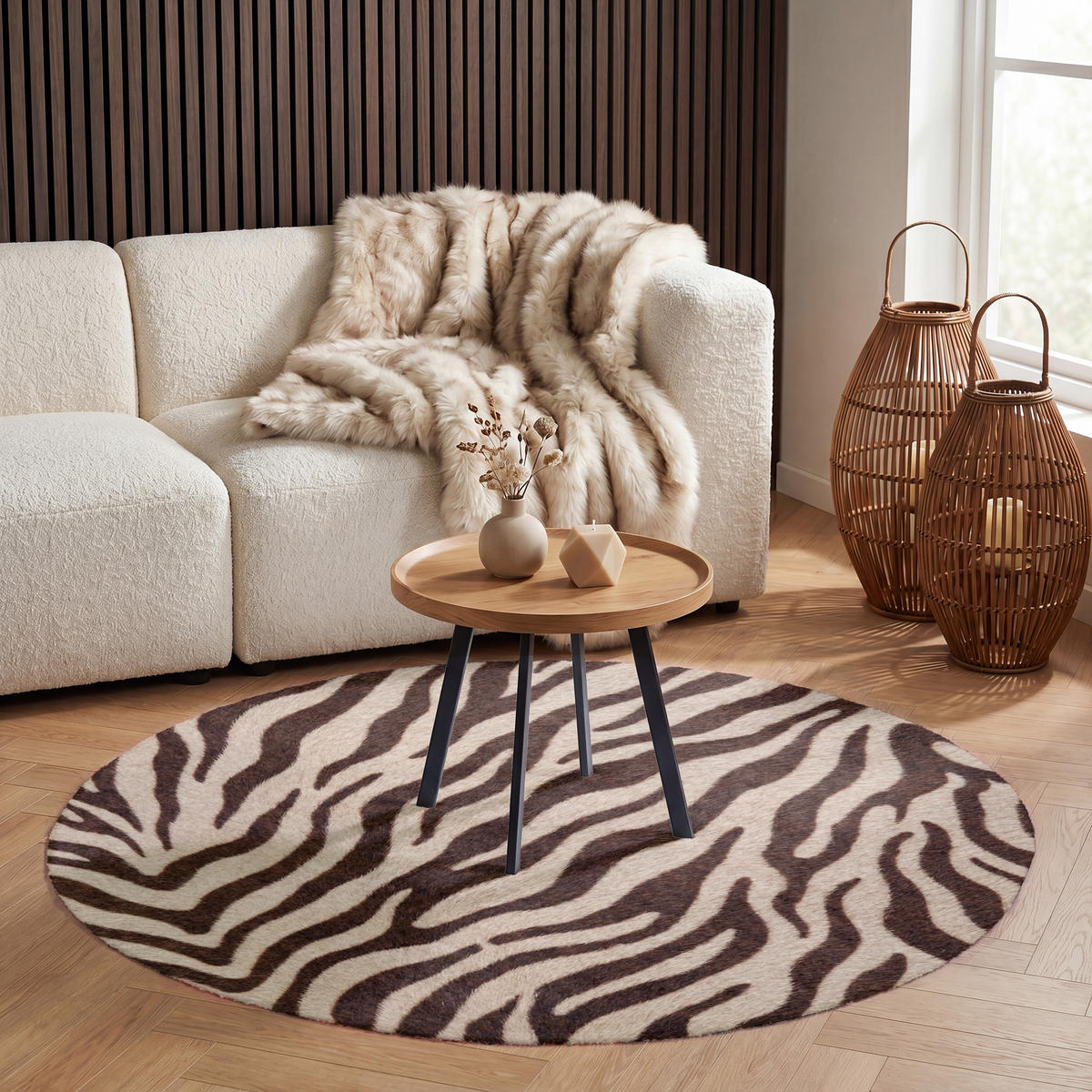 KOBERCE - Zebra - Pruhy - hnedá - 120x120 cm - čierna, textil/plast (120/0.4cm) - OnlyWow