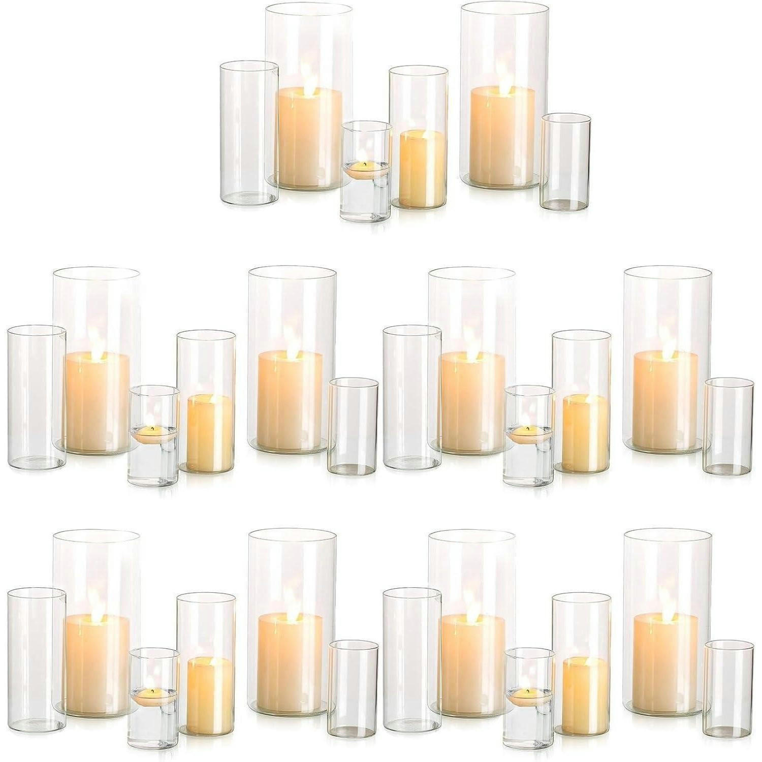 KERZENHALTER Glas Set 10-teilig Zylinder modern - Transparent, Glas (10cm)