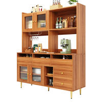 BUFFET 145/39/171 cm aus MDF mit Changhong-Glastüren und Weinregal Walnussbraun - Walnussfarben, Holzwerkstoff (39/171/145cm) - Modenvie