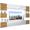 WOHNZIMMERWAND Schrankwand mit LED Eiche Wotan / Weiß - Beige/Weiß, Holz (300/180/36cm) - B BELINI GROUP