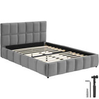 POLSTERBETT Shirley, Belastbarkeit 250 kg, Samtoptik dunkelgrau - Dunkelgrau, Holz (140/200cm) - tectake