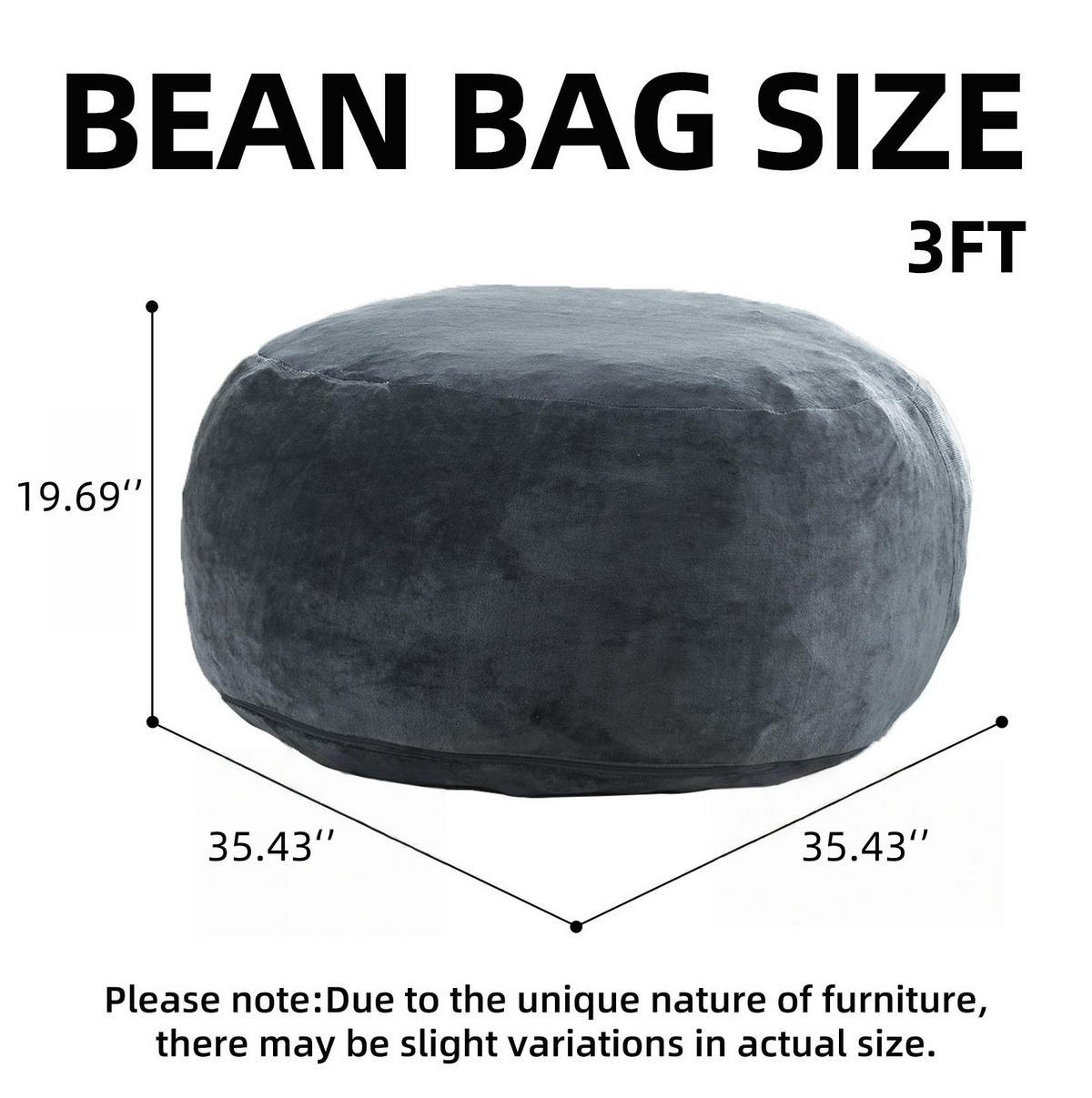 SITZSACKSOFA faltbar ca. 91,4 cm Dunkelgrau - Dunkelgrau, Kunststoff (90/50/90cm) - Beauniv