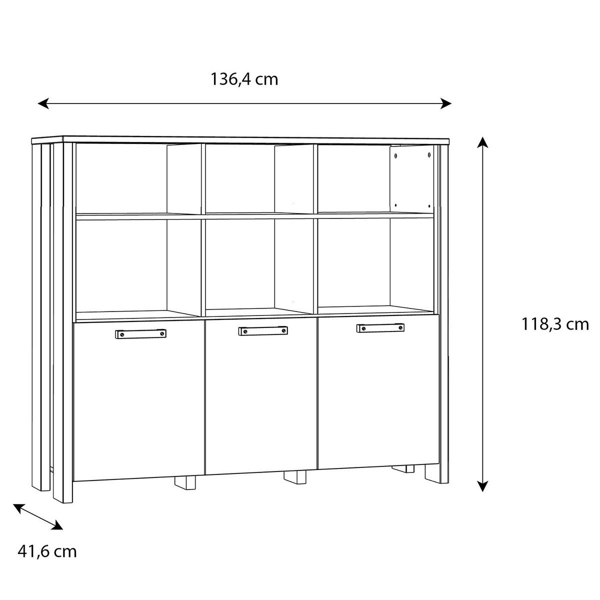 BÜROREGAL - Altholz Dekor / Dunkelgrau - Braun, Holzwerkstoff (136/118/42cm) - home24