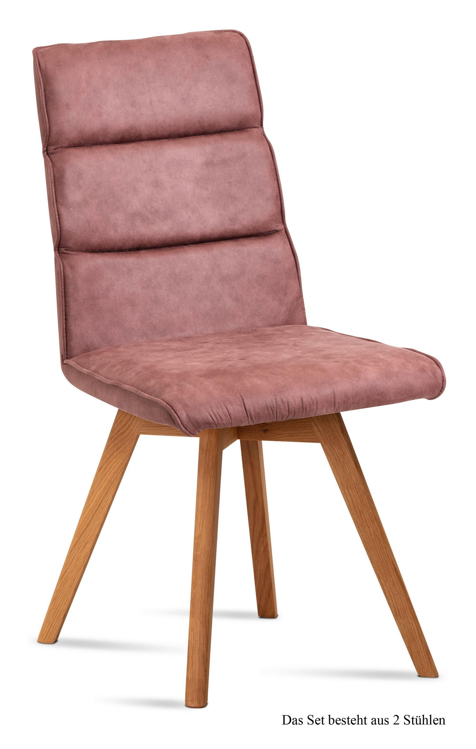 ESSZIMMERSTUHL (2er-Set) Dixie 47x92x60 Eiche geölt/Rosewood - Eichefarben/Dunkelrosa, Kunststoff (60/92/47cm) - 58aufmkessel