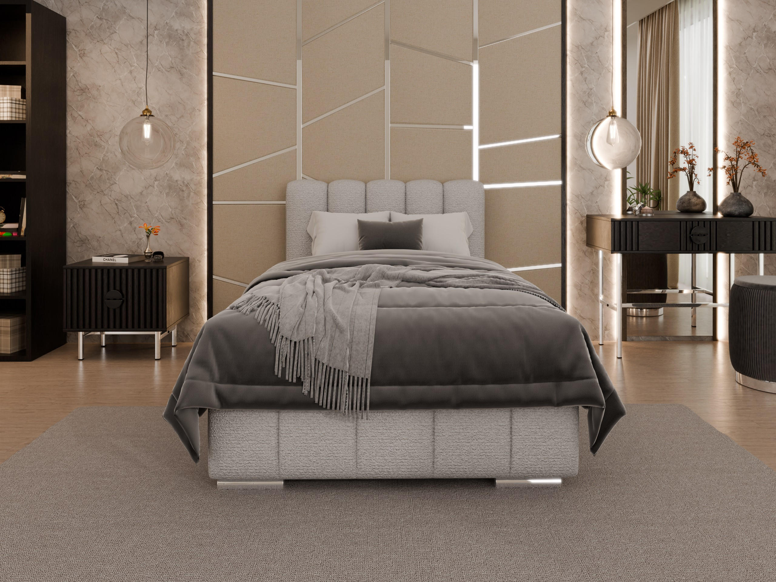 POLSTERBETT Zaira 100x200cm – Elegantes Polsterbett für modernen Wohnstil , Federkernmatratze Bonnel (18cm), Sandfarben - Sandfarben, Holz (100/200cm) - Panda Möbel