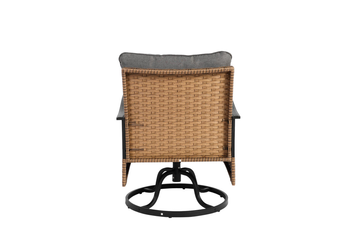 GARTENSET 64/82/58 cm Braun-Grau aus Stahl mit Dreh- und Schaukelfunktion 3er Set - Grau, Metall - OKMYHOME