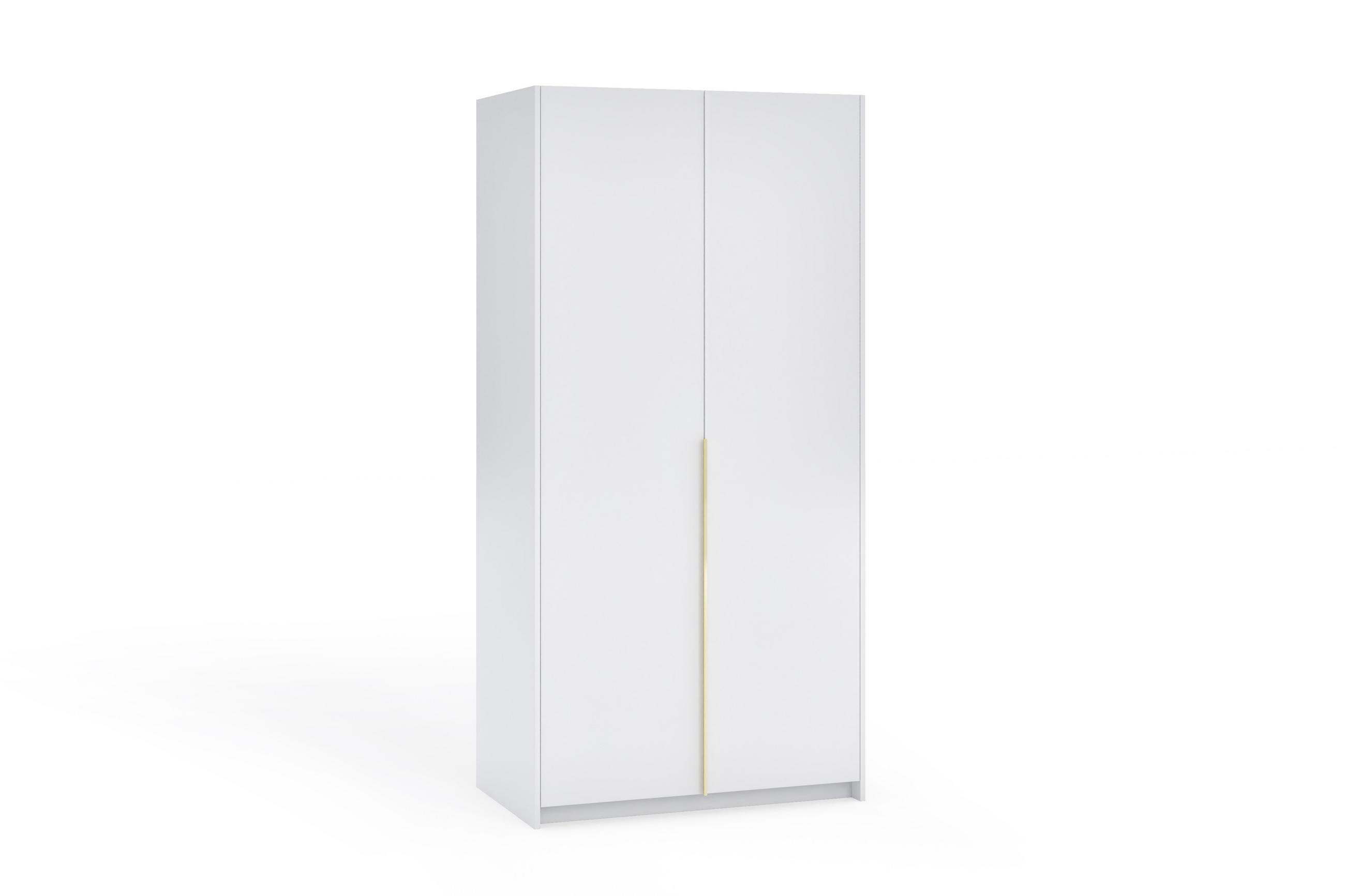 DREHTÜRENSCHRANK Apollonia ohne Spiegel 100x204cm 2-türig, weiß, goldene Griffe - Goldfarben/Weiß, Kunststoff (58/205/100cm) - Margaret Hadas24
