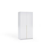 DREHTÜRENSCHRANK Apollonia ohne Spiegel 100x204cm 2-türig, weiß, goldene Griffe - Goldfarben/Weiß, Kunststoff (58/205/100cm) - Margaret Hadas24