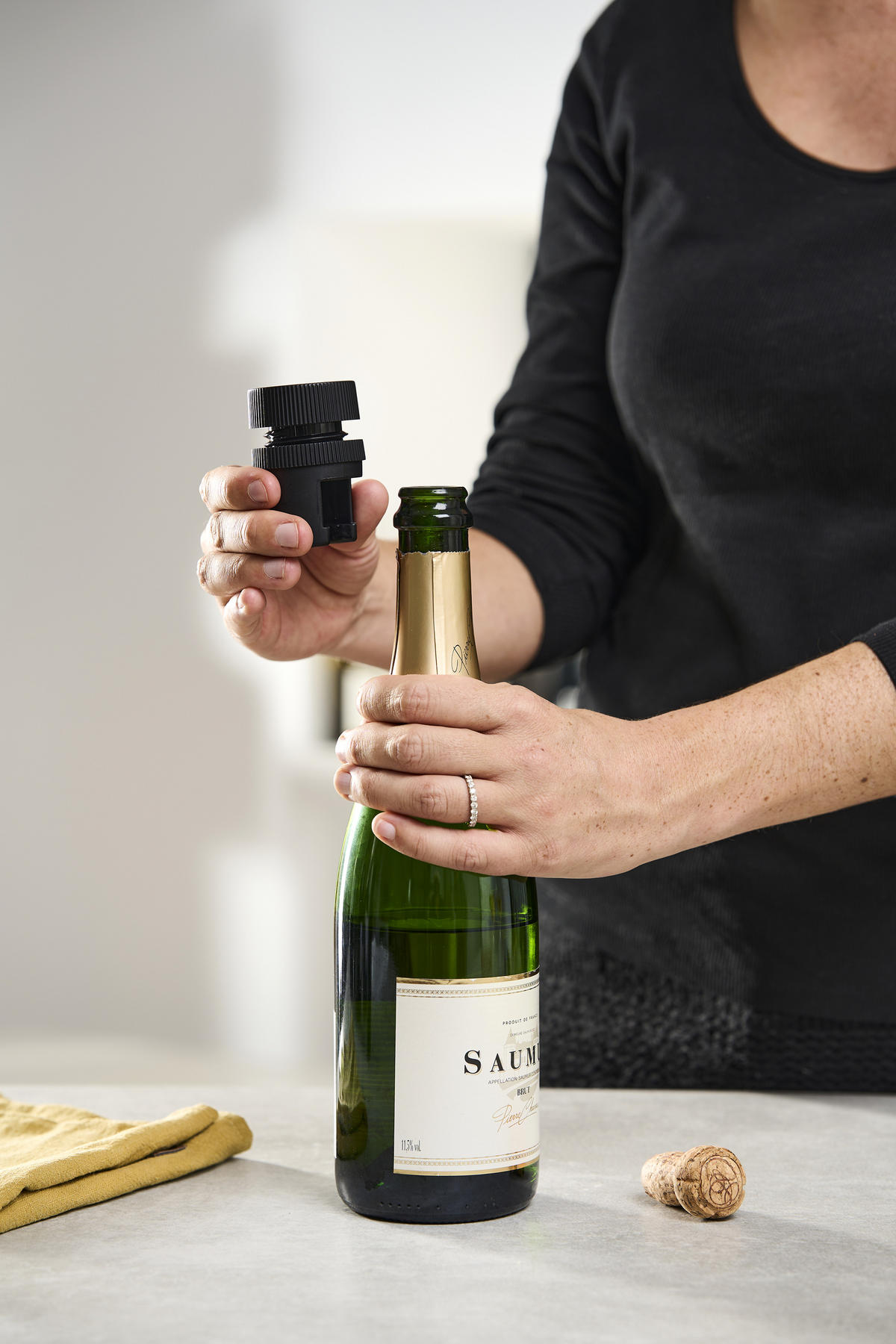 CHAMPAGNERVERSCHLUSS ABS Kunststoff für manuelle Preserve Duo Vakuumpumpe - Schwarz, Kunststoff (4.5/6/4.5cm) - PEUGEOT