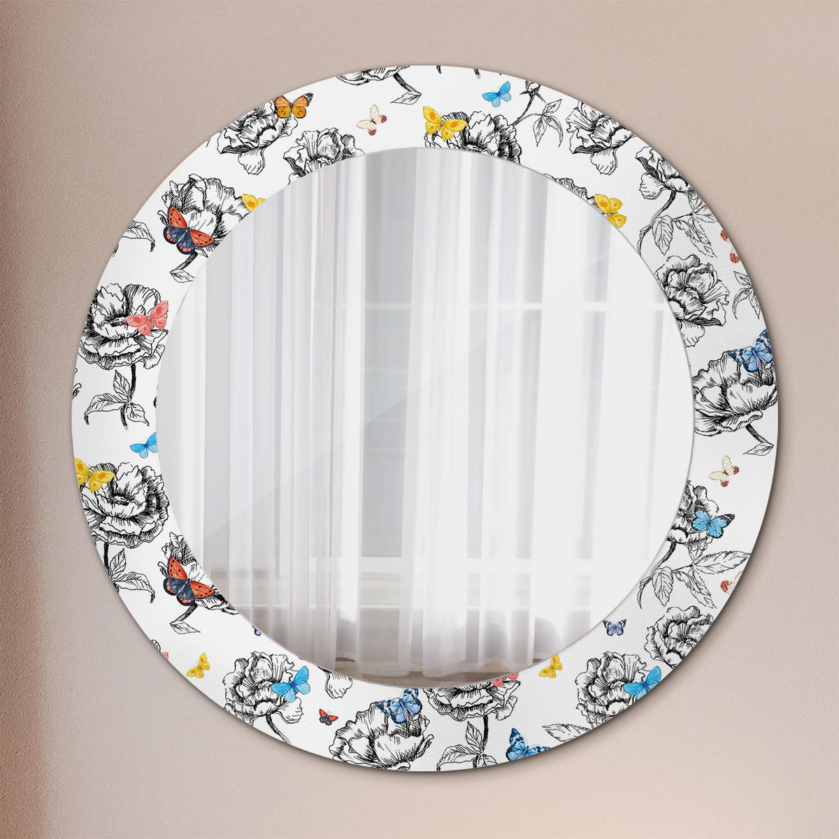 SPIEGEL Rund Ø 60 cm mit Aufdruck - Multicolor, Glas (60/60/0.4cm) - Wallfluent