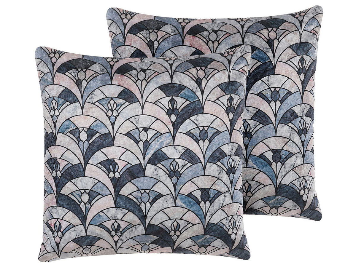 DEKOKISSEN 2er-Set Dunkelblau 45/45 cm Koodal - Dunkelblau, Naturmaterialen/Textil (45/45cm) - Beliani