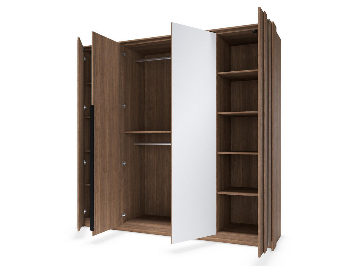DREHTÜRENSCHRANK mit Spiegel Resta, 223 cm, 4 Türen, Eiche Dunin - Eichefarben, Holz (223/210/60cm) - Emporius