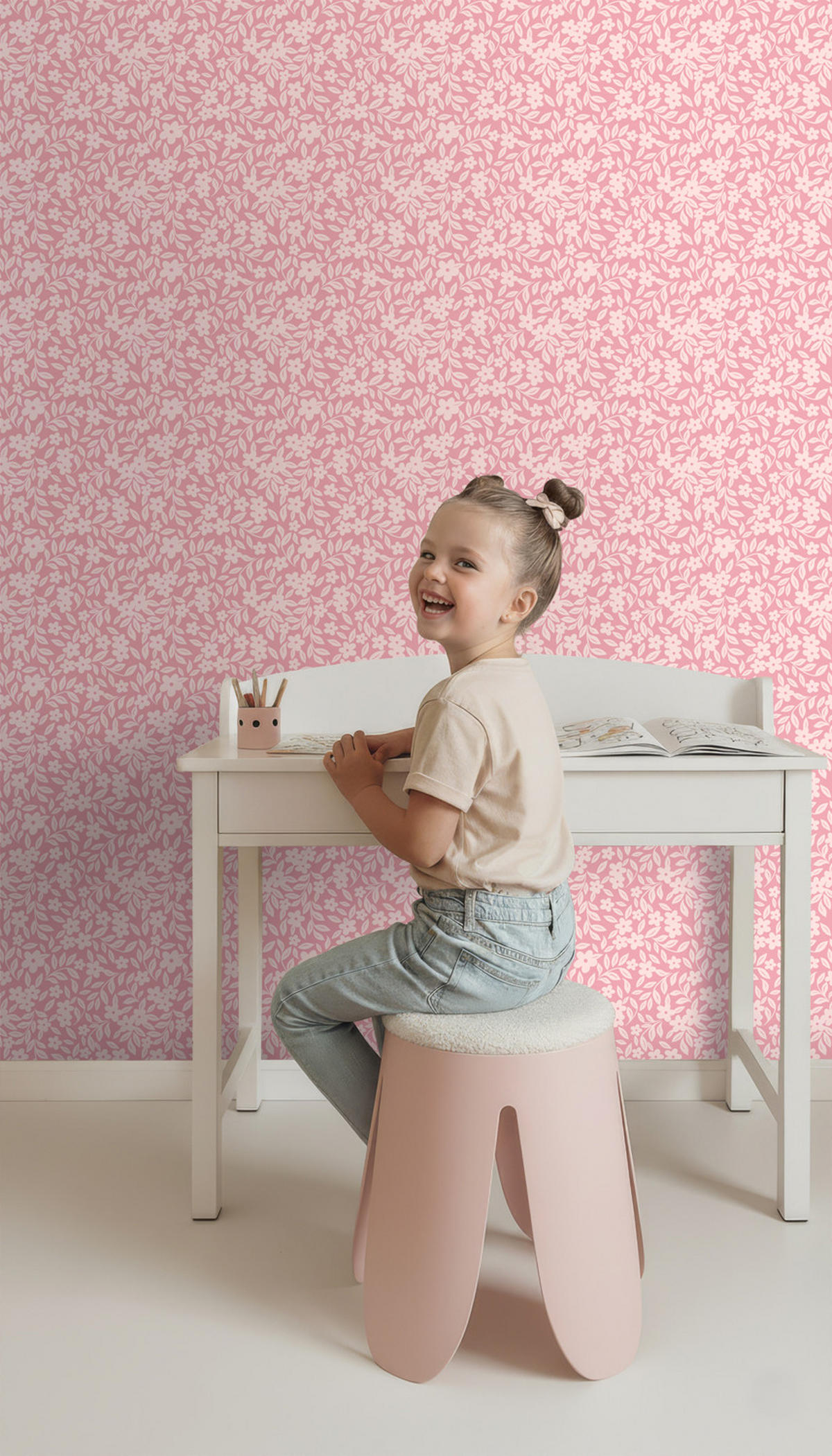 TAPETE Blumen 50 x 900 cm - Pink, Papier (50/0.1cm) - ESTAhome