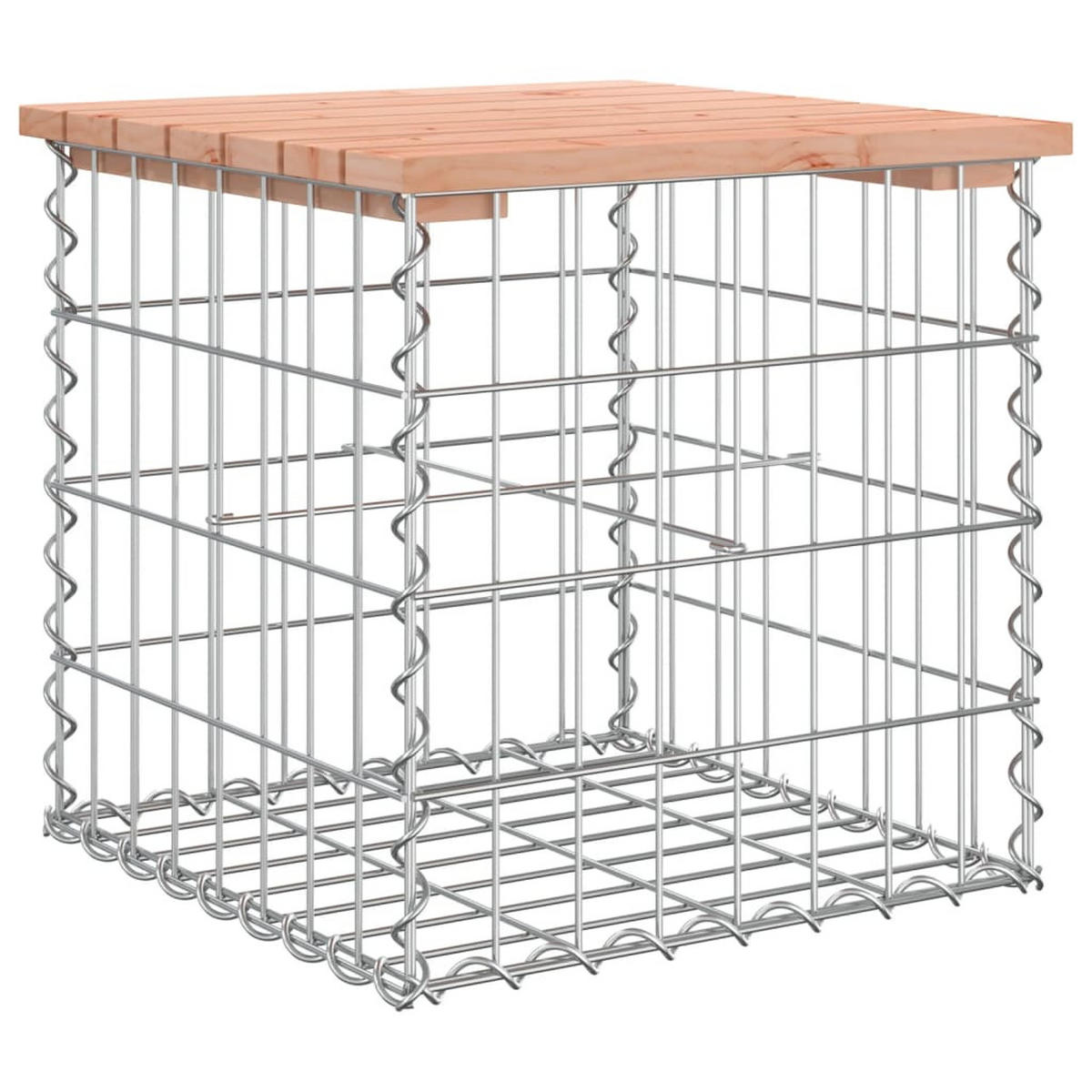 GARTENBANK Gabionen BIKS aus Stahl | 43x44x42cm Massivholz Douglasie - Rotbraun, Metall (43/42/44cm) - DELUKE