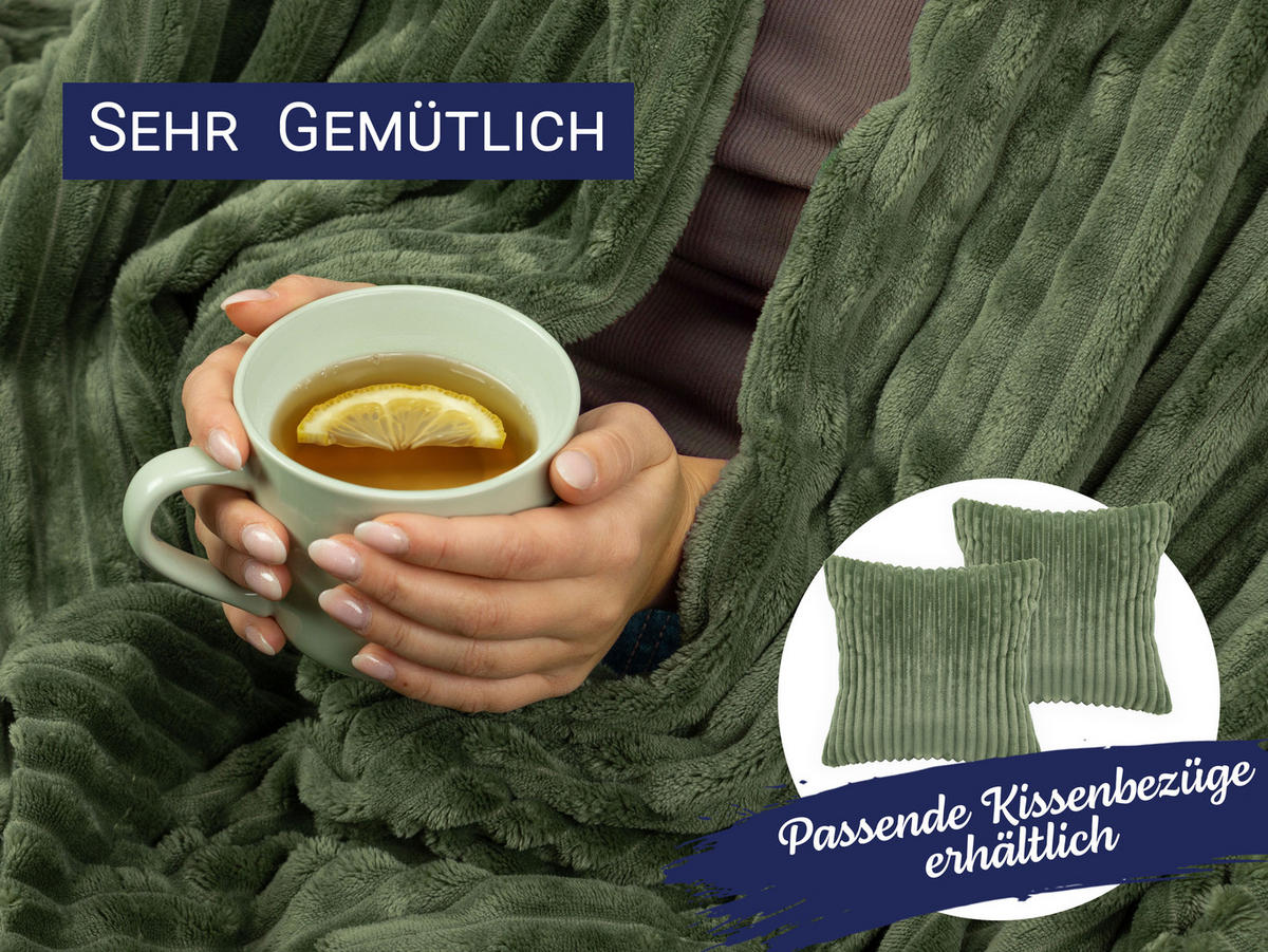 KUSCHELDECKE, 150 x 200 cm, 100% Polyester, Grün - Olivgrün, Textil (150/200cm)