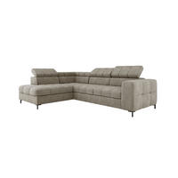 ECKSOFA PABLO VOGUE L-förmig mit Bett Bettkasten verstellbare Kopfstützen weicher Metallfüße freistehend LINKS 201x270x97 cm Beige - Beige, Holz/Textil (201/270cm) - DomoHome